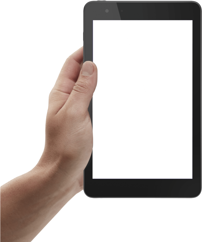 Hand Holding Blank Screen Tablet PNG Image