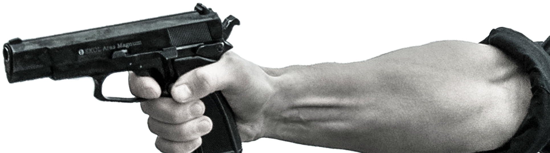 Hand Holding Gun Isolated PNG Image