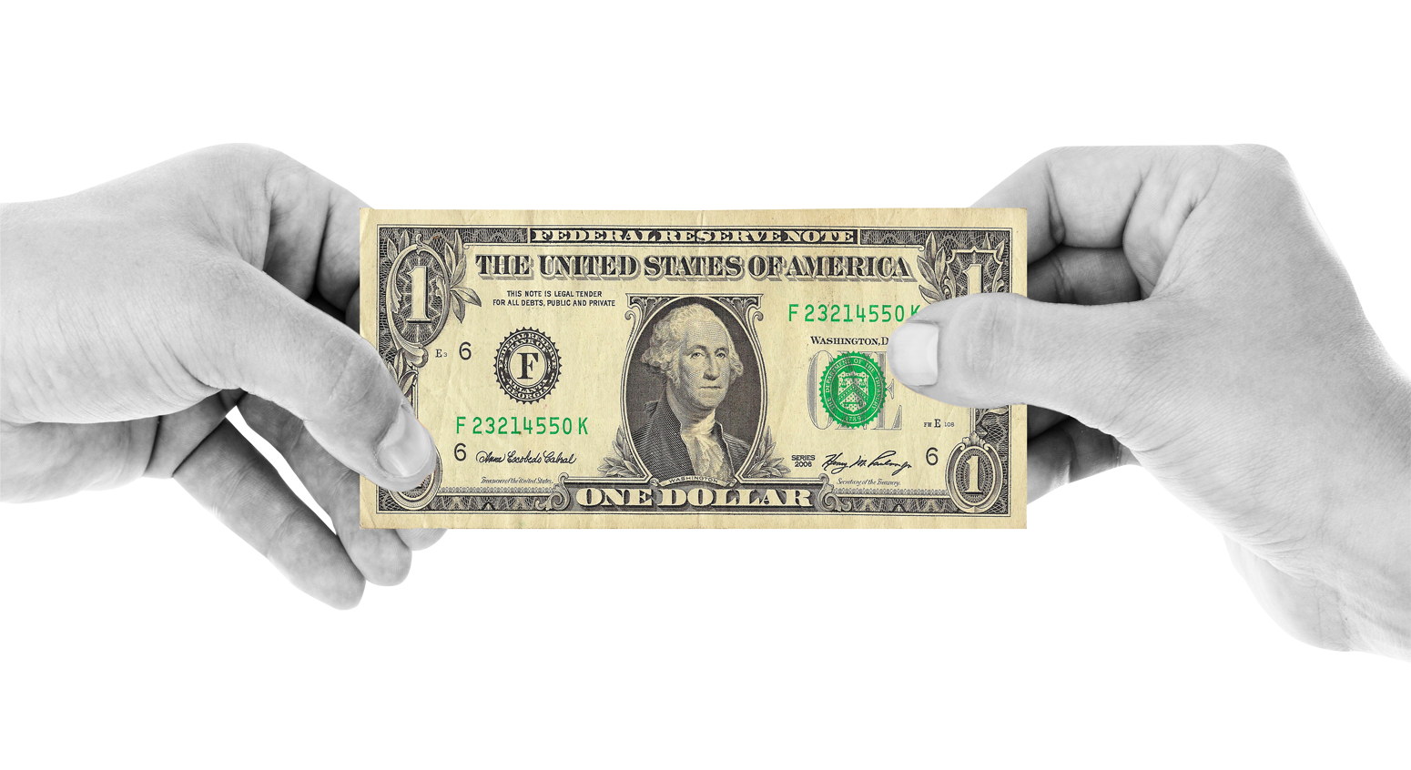 Hand Holding One Dollar Bill PNG Image