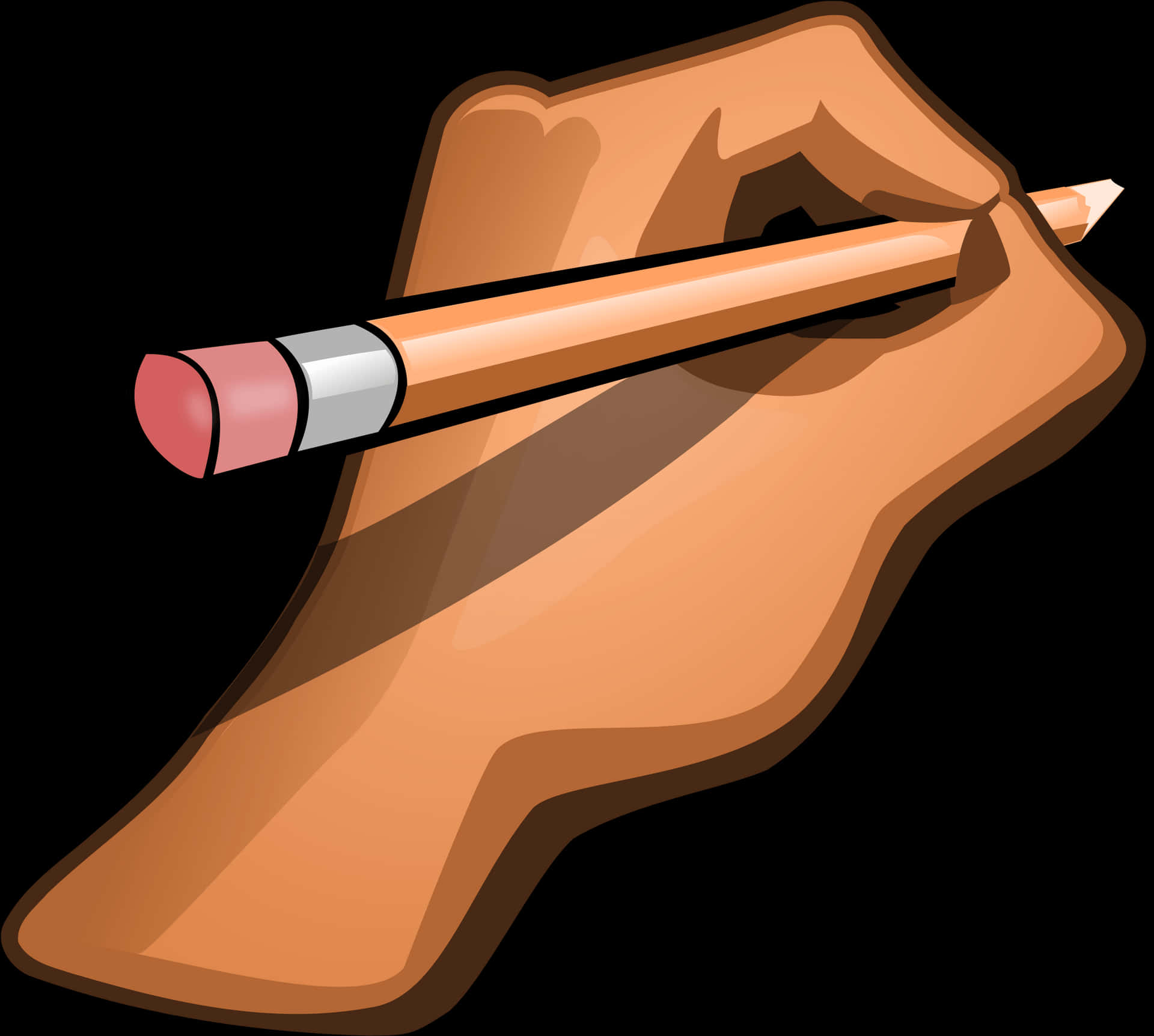 Hand Holding Pencil Illustration PNG Image