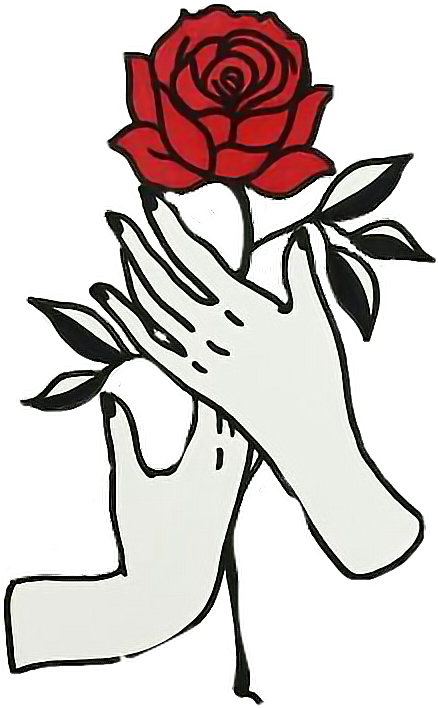 Hand Holding Red Rose Drawing PNG Image