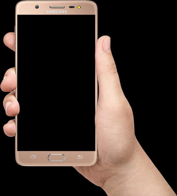 Hand Holding Samsung Smartphone PNG Image