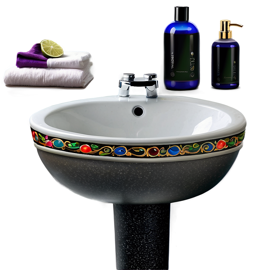 Hand-painted Bathroom Sink Png 37 PNG Image