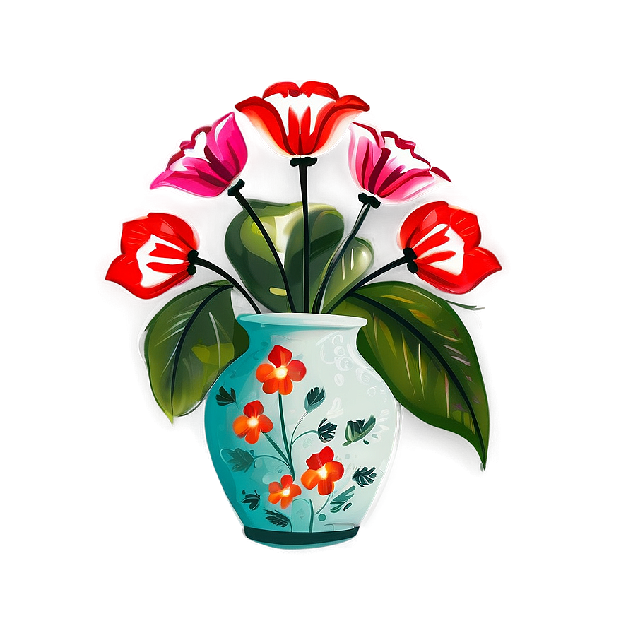 Hand-painted Flower Vase Png 06122024 PNG Image