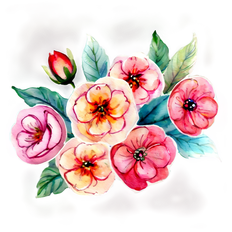 Hand Painted Flowers Watercolor Png 05252024 PNG Image