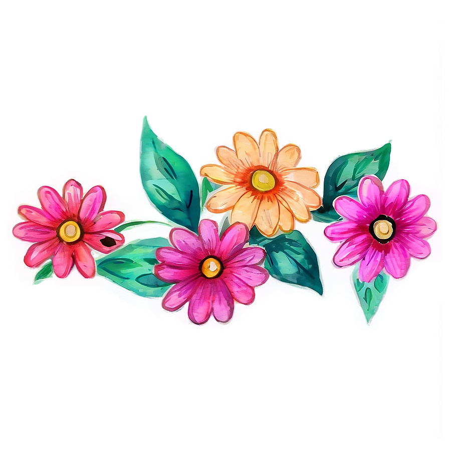 Hand Painted Flowers Watercolor Png 05252024 PNG Image