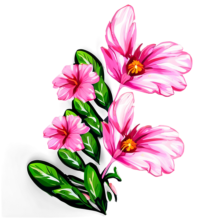 Hand-painted Pink Flowers Png Sgn PNG Image