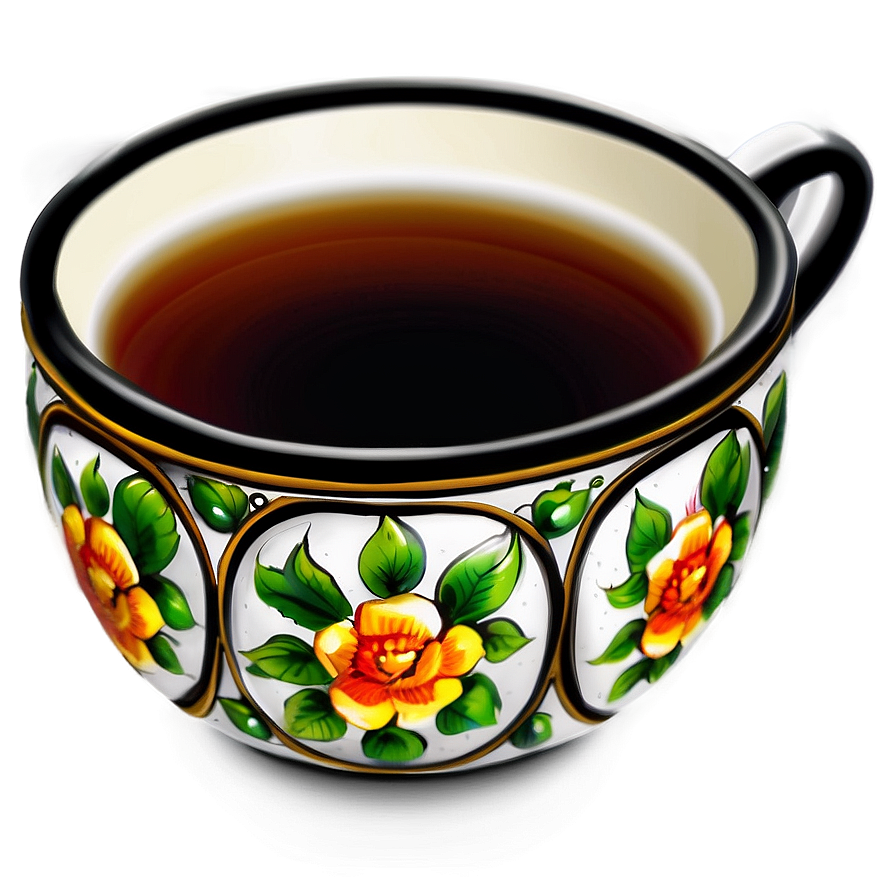 Hand Painted Tea Cup Png Jpa95 PNG Image