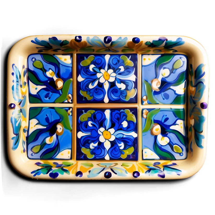 Hand-painted Tile Tray Png Csq28 PNG Image