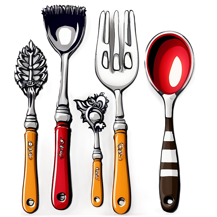 Hand Painted Utensils Art Png Uar PNG Image