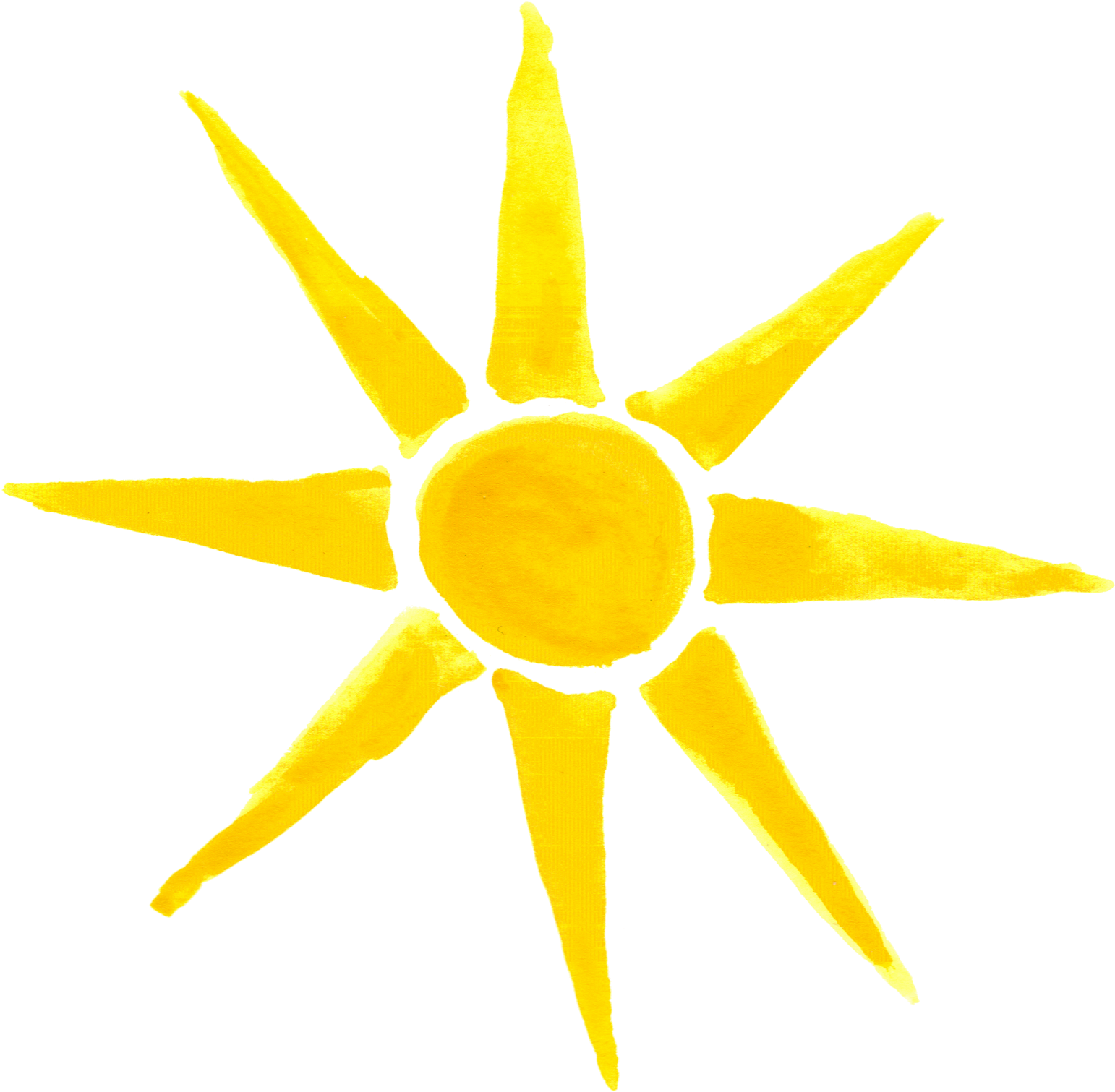 Hand Painted Yellow Sun PNG Image