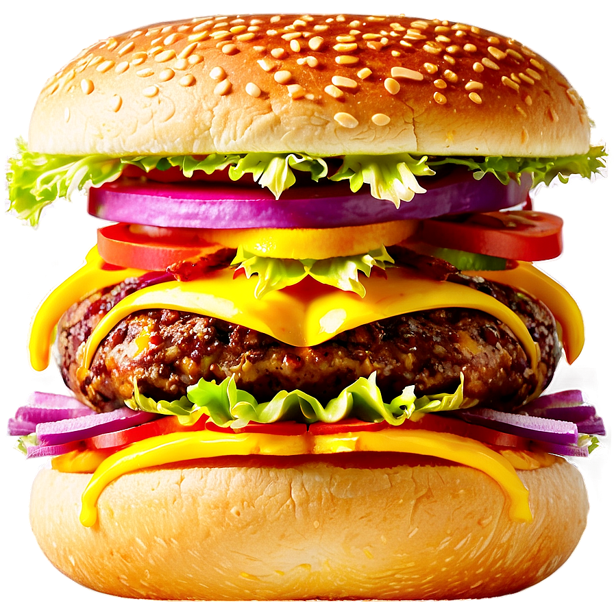 Handcrafted Cheeseburger Art Png Qmv53 PNG Image