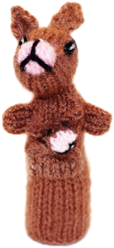 Handmade Brown Knitted Finger Puppet PNG Image