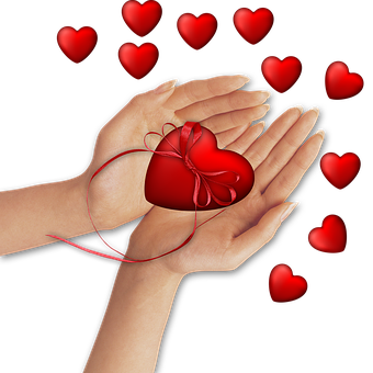 Hands Holding Red Heart Gift PNG Image