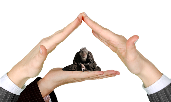 Hands Protecting Small Figure PNG Image