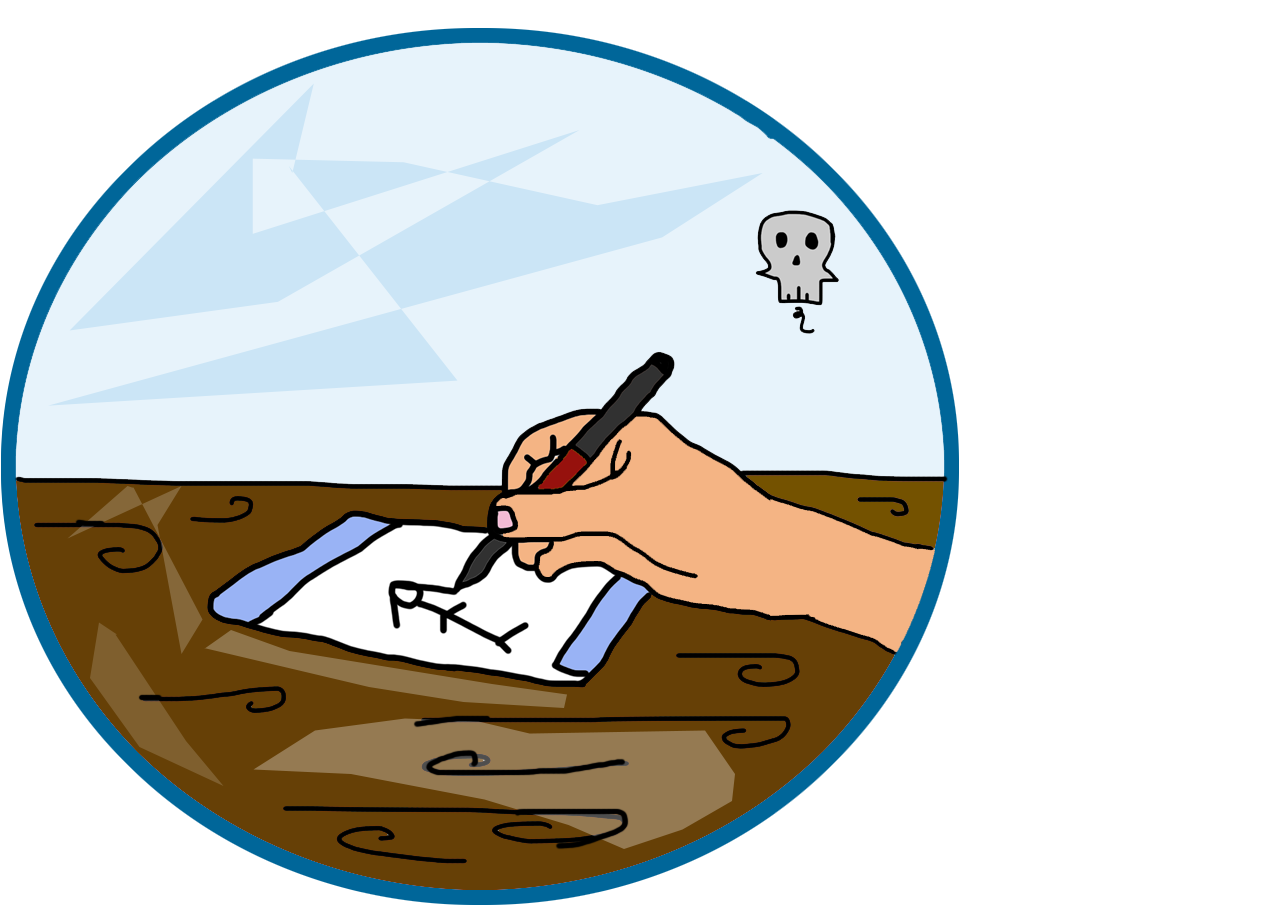 Handwriting Skull Doodle Artwork PNG Image