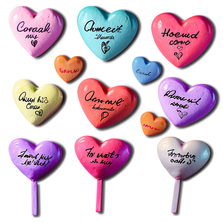 Handwritten Conversation Hearts Png 06282024 PNG Image