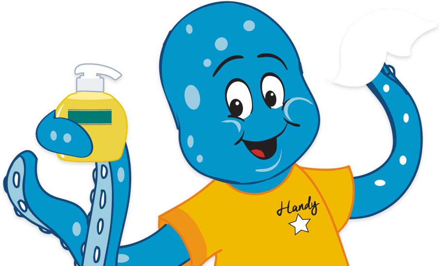 Handy Character Promoting Handwashing PNG Image