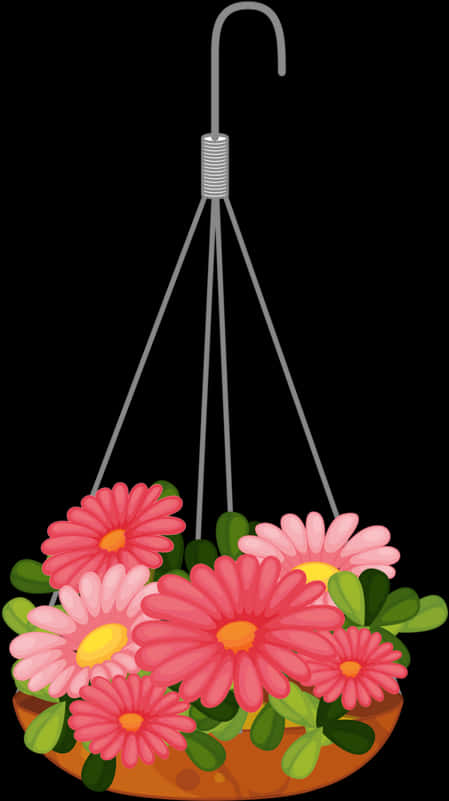 Hanging Flower Basket Vector PNG Image