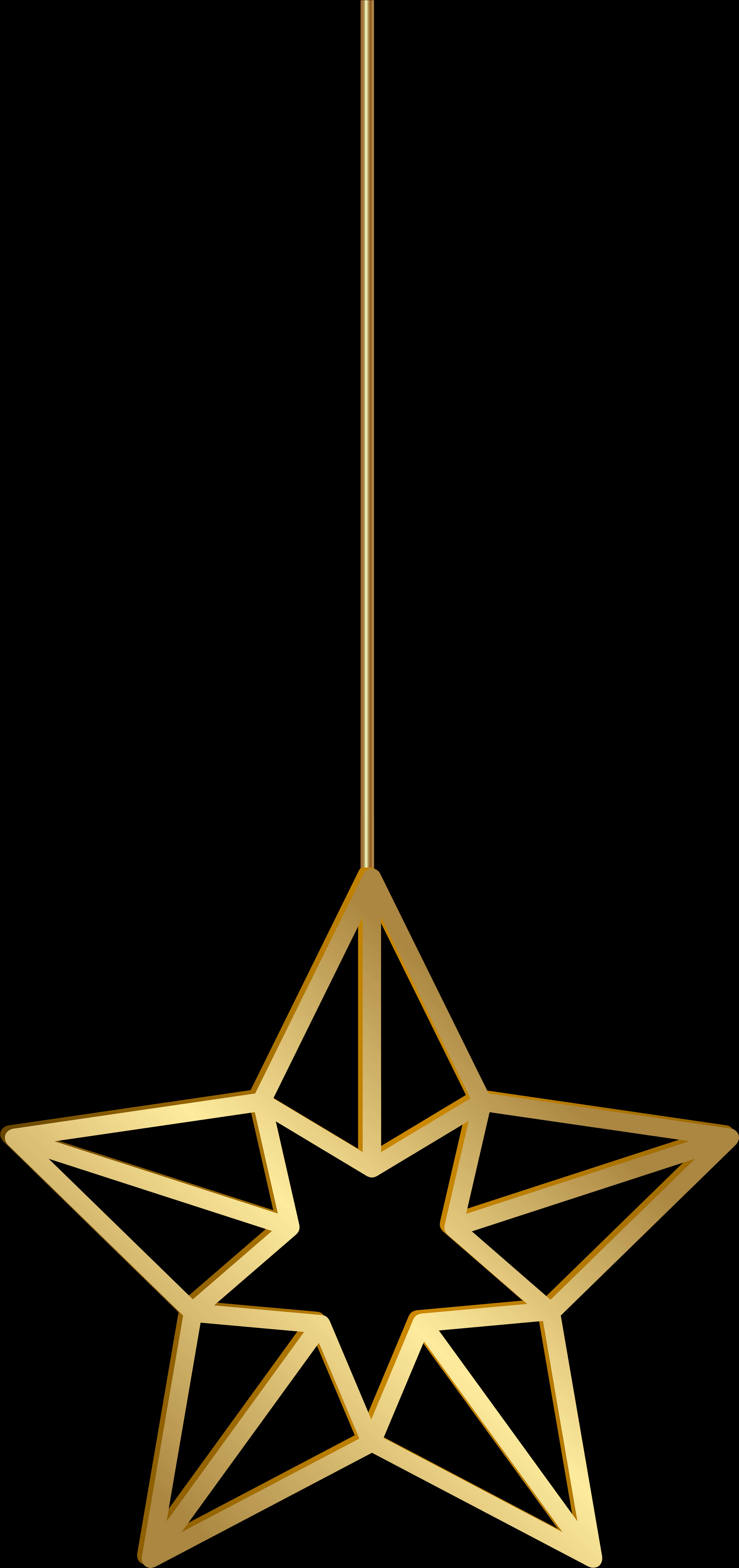 Hanging Golden Star Decoration PNG Image