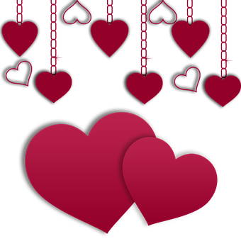 Hanging Hearts Love Backdrop PNG Image