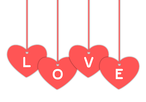 Hanging Love Hearts PNG Image