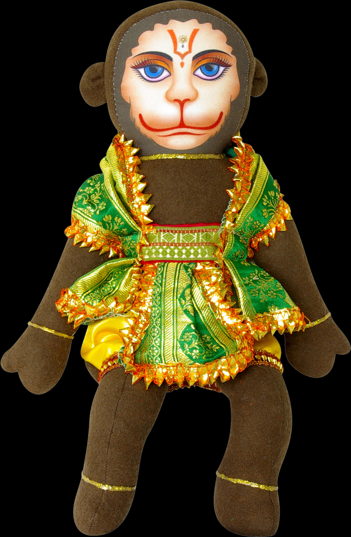 Hanuman Plush Doll Traditional Attire PNG Image