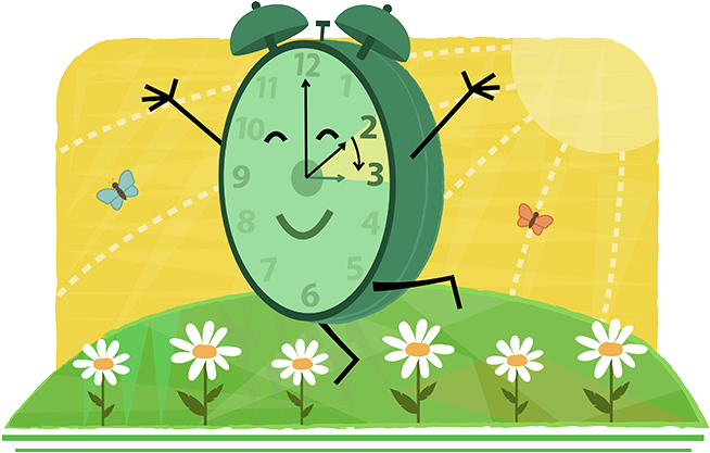 Happy Alarm Clock Springtime PNG Image