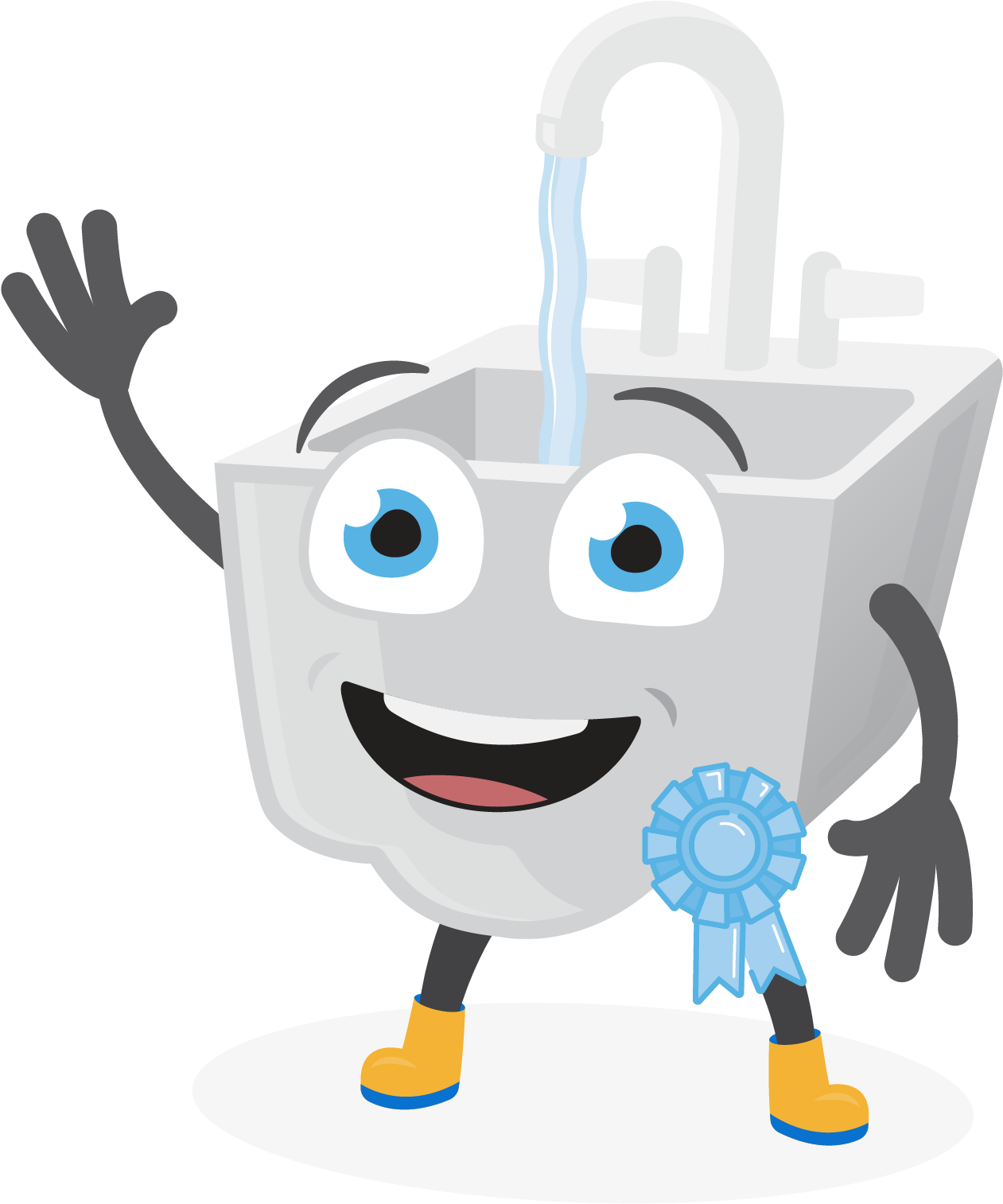 Happy Anthropomorphic Sink Character PNG Image