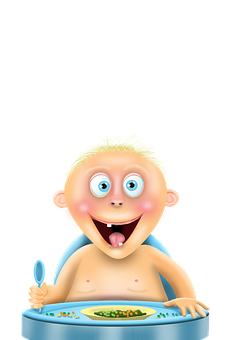 Happy Baby At Mealtime PNG Image