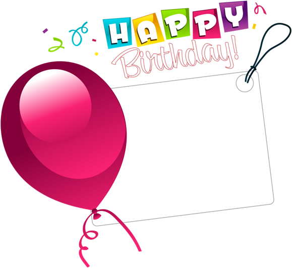 Happy Birthday Balloonand Blank Tag PNG Image