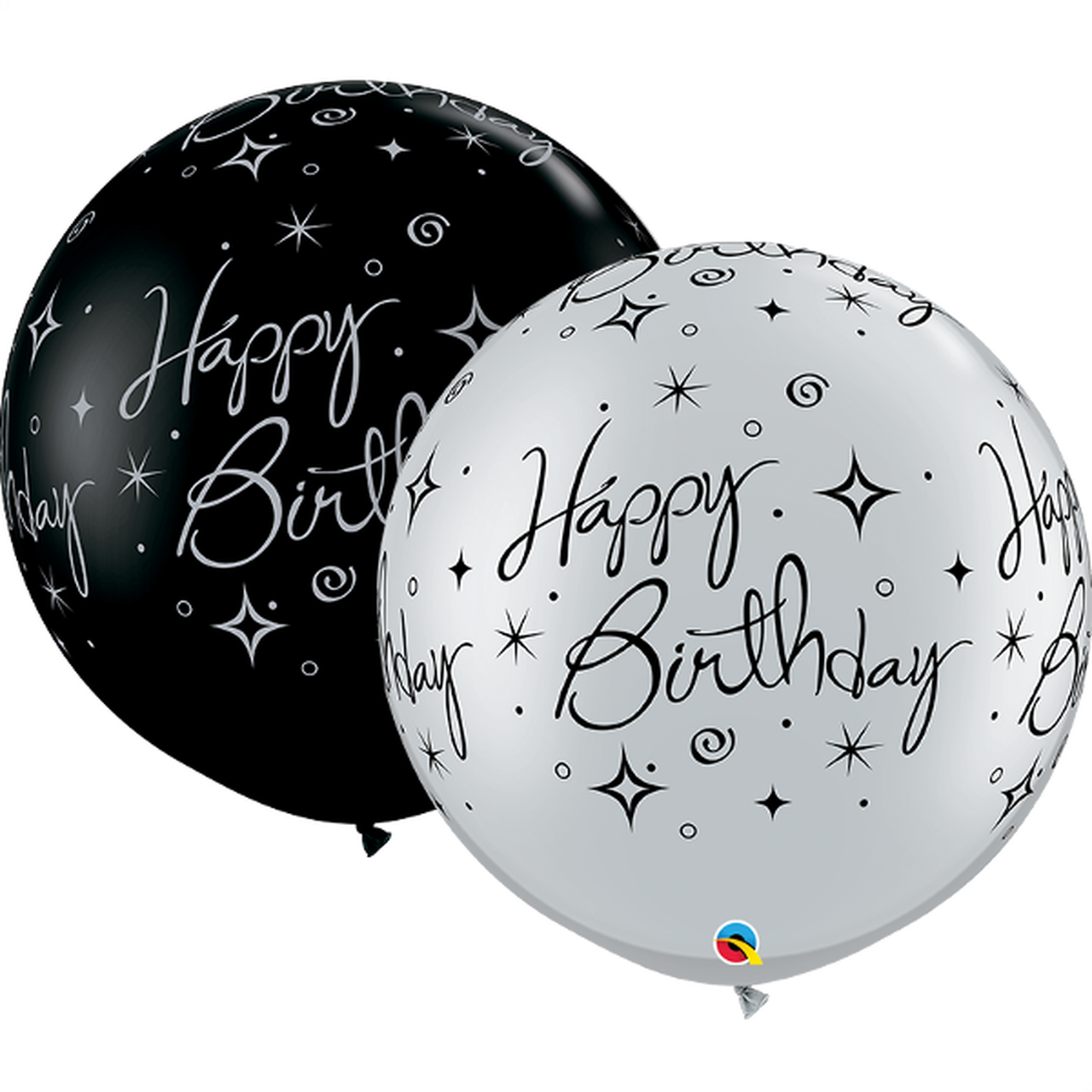 Happy Birthday Balloons Blackand White PNG Image