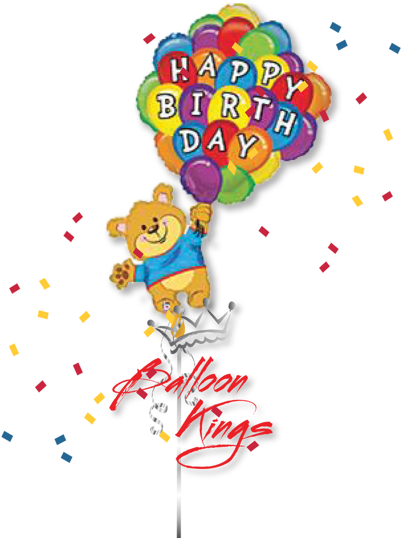 Happy Birthday Bear Balloon Bouquet PNG Image