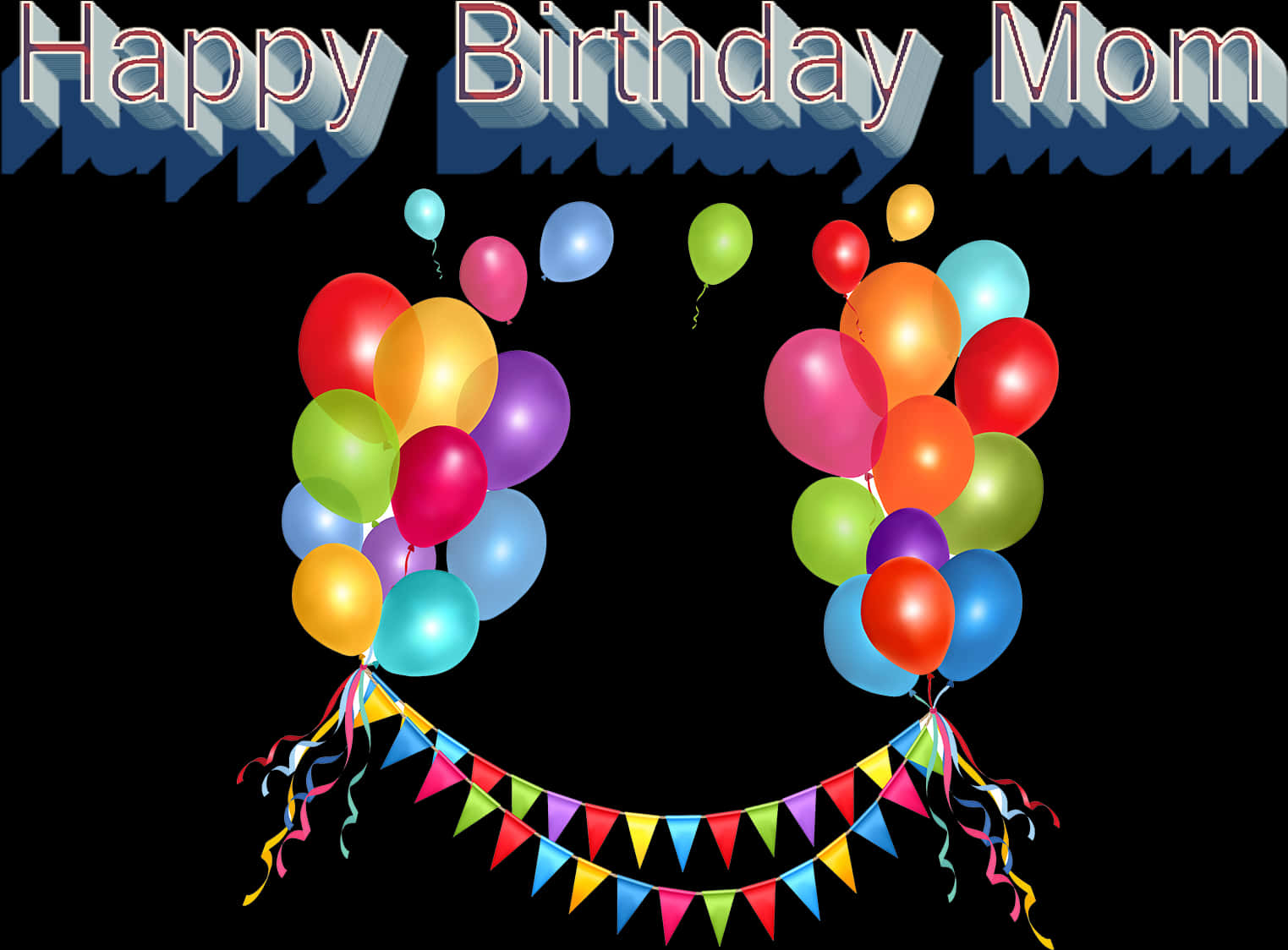 Happy Birthday Mom Balloon Celebration PNG Image