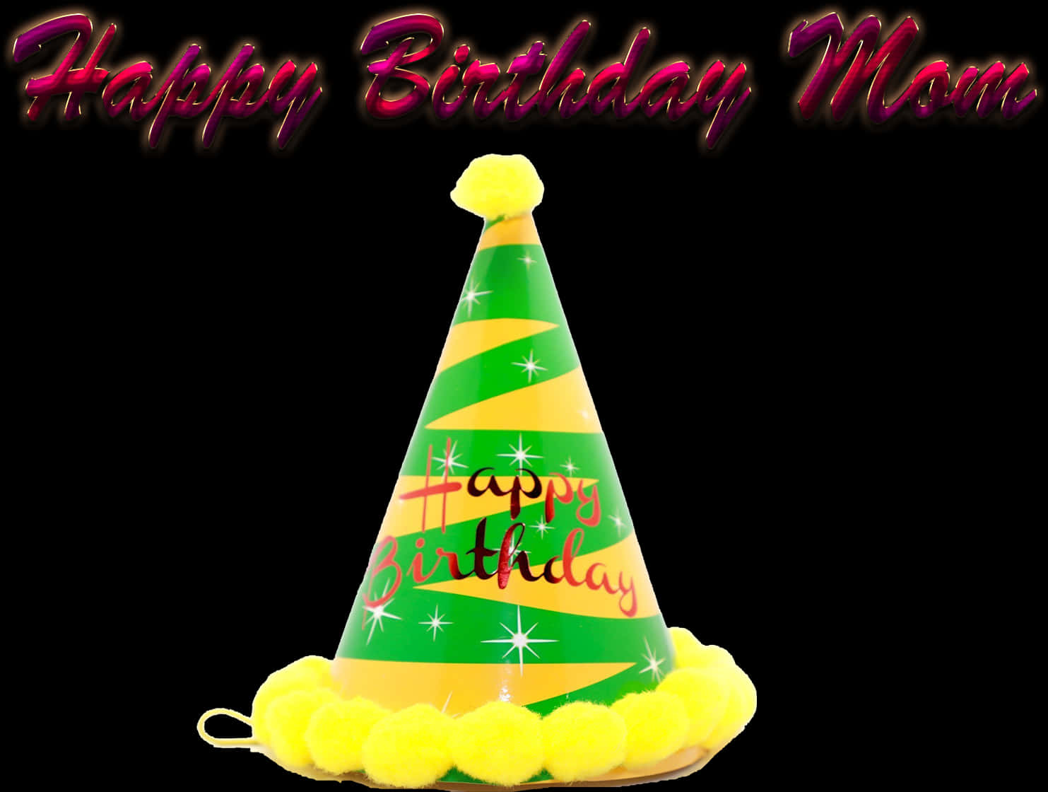 Happy Birthday Mom Party Hat PNG Image