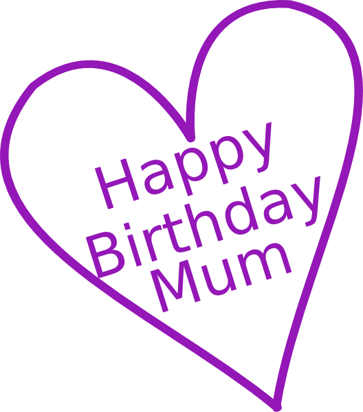 Happy Birthday Mum Heart Graphic PNG Image