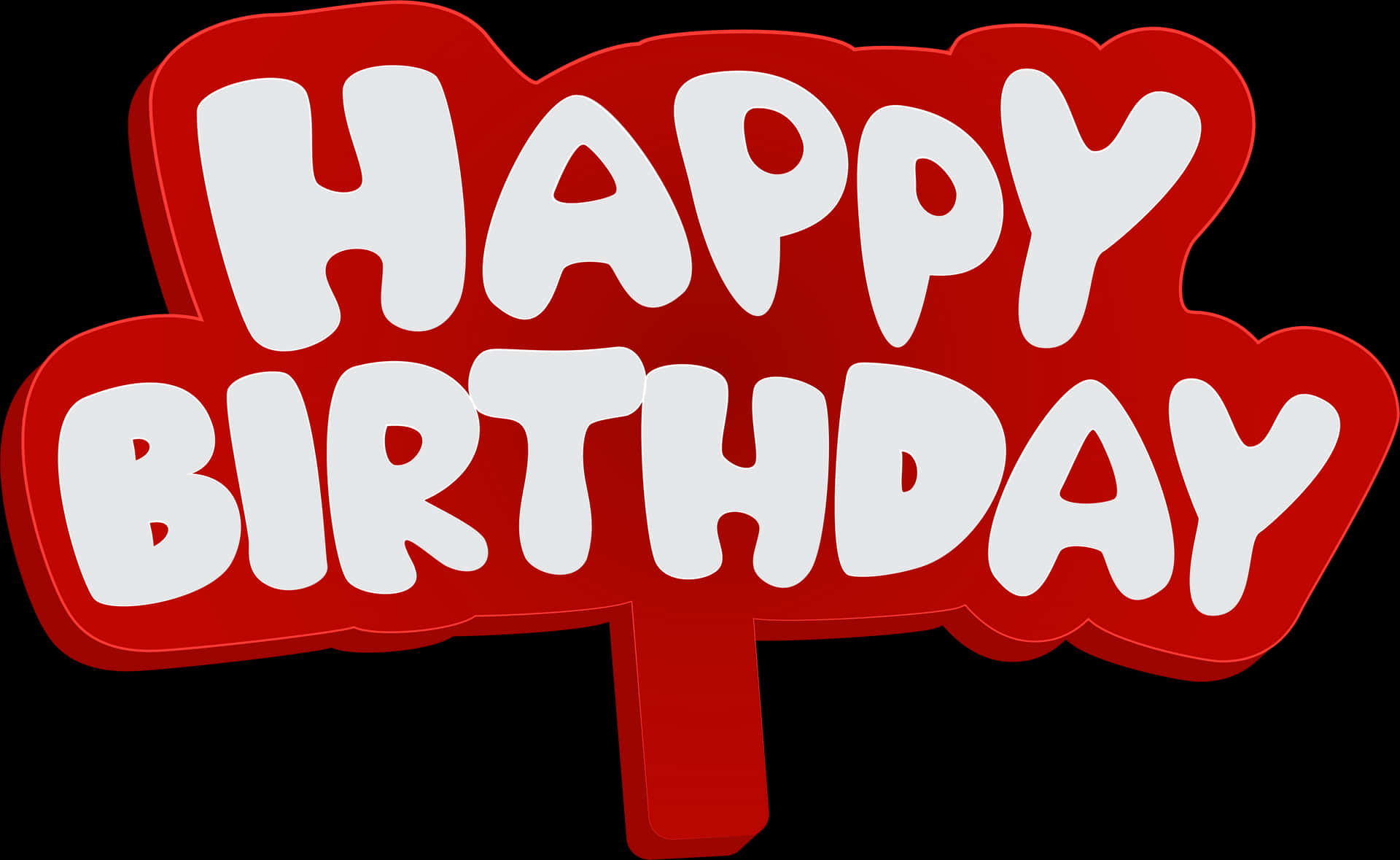 Happy Birthday Red Bubble Text PNG Image