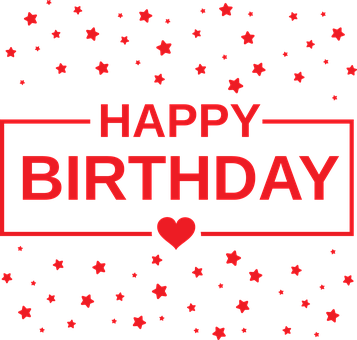 Happy Birthday Redand Black Graphic PNG Image