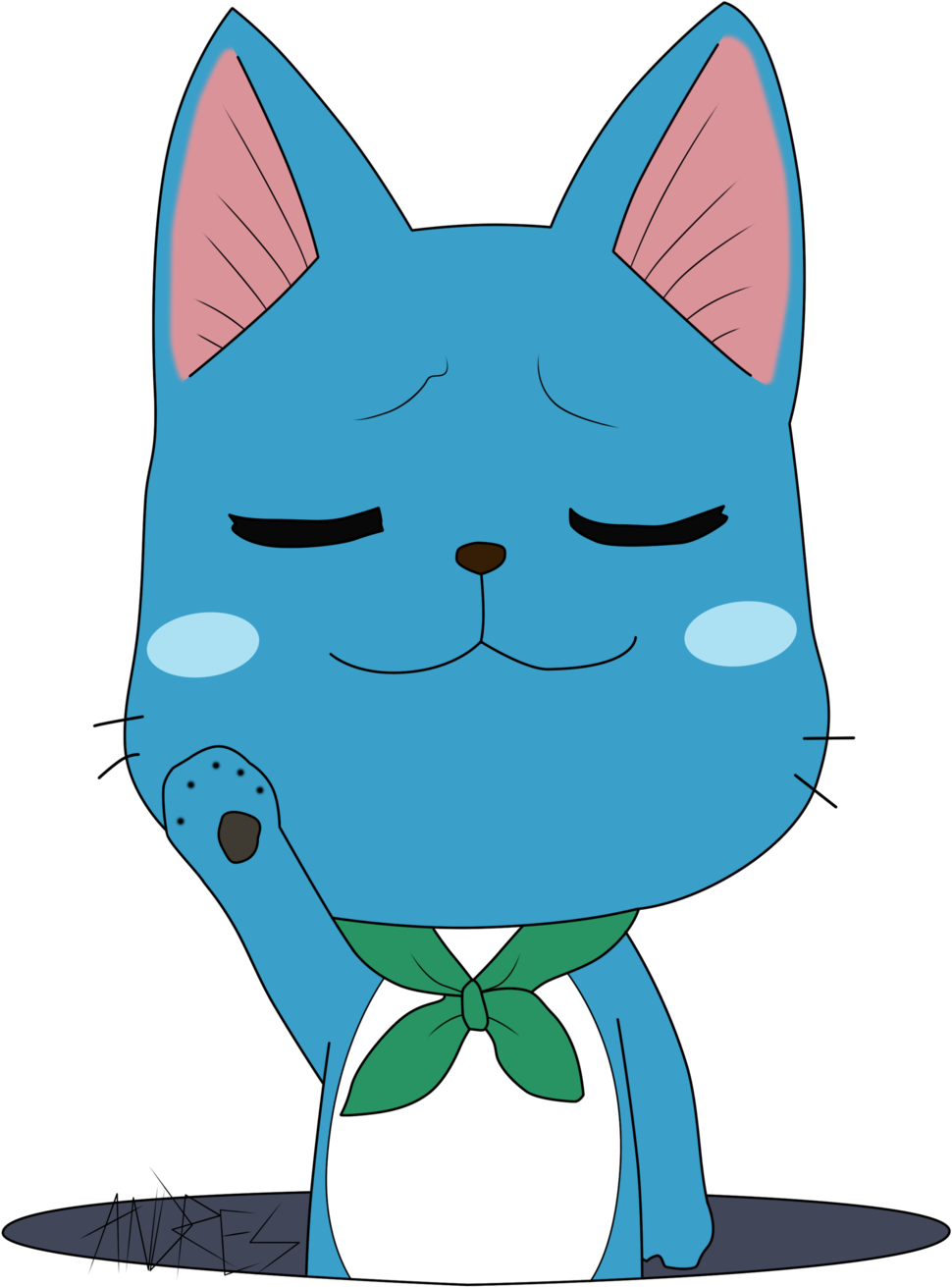 Happy Blue Cat Cartoon Character PNG Image