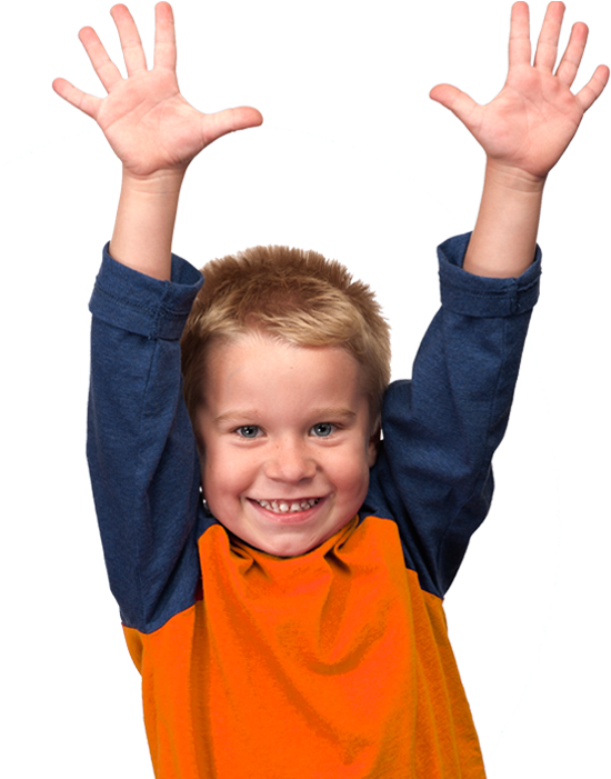 Happy Boy Raising Hands PNG Image