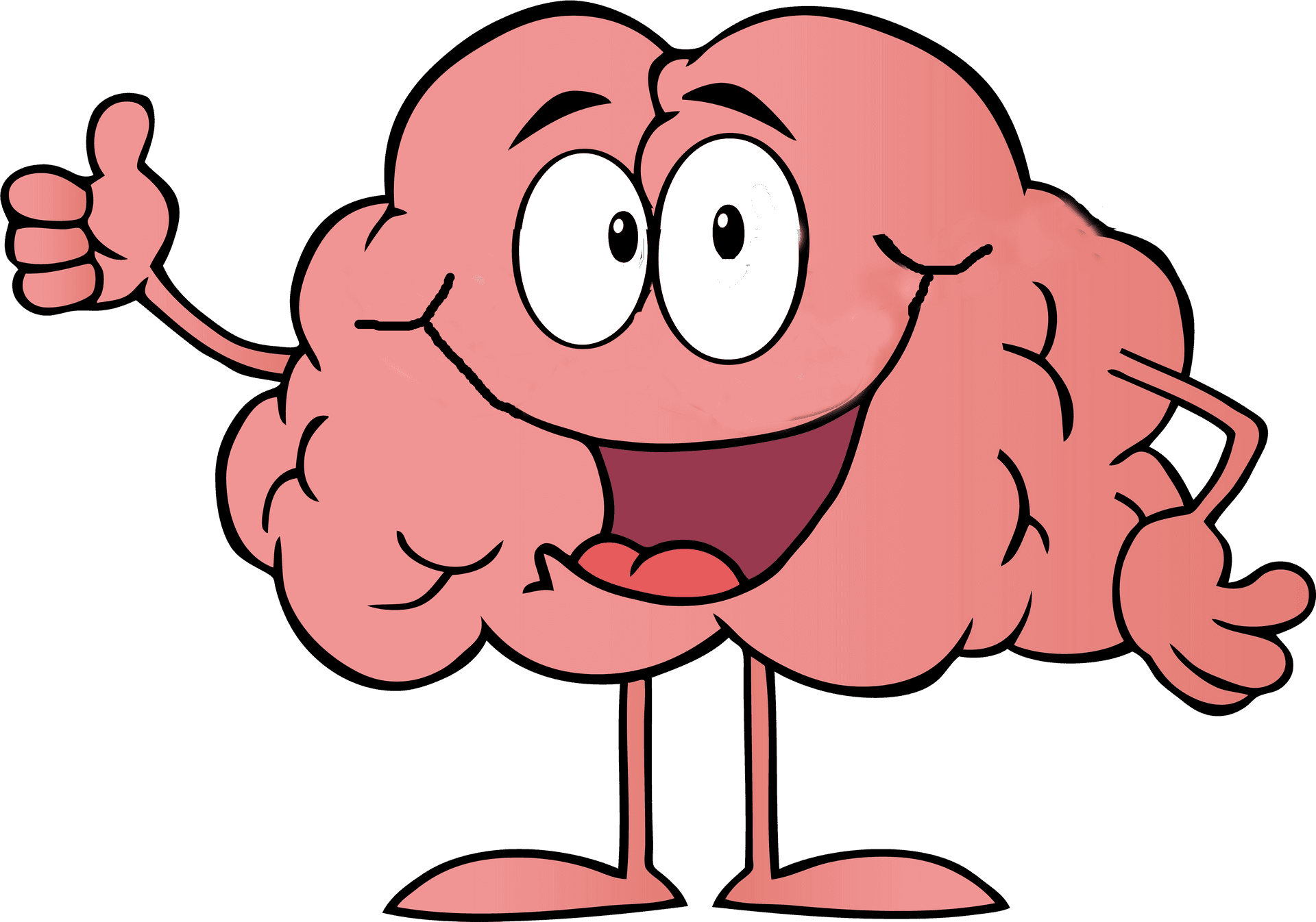 Happy Brain Cartoon Character.png PNG Image