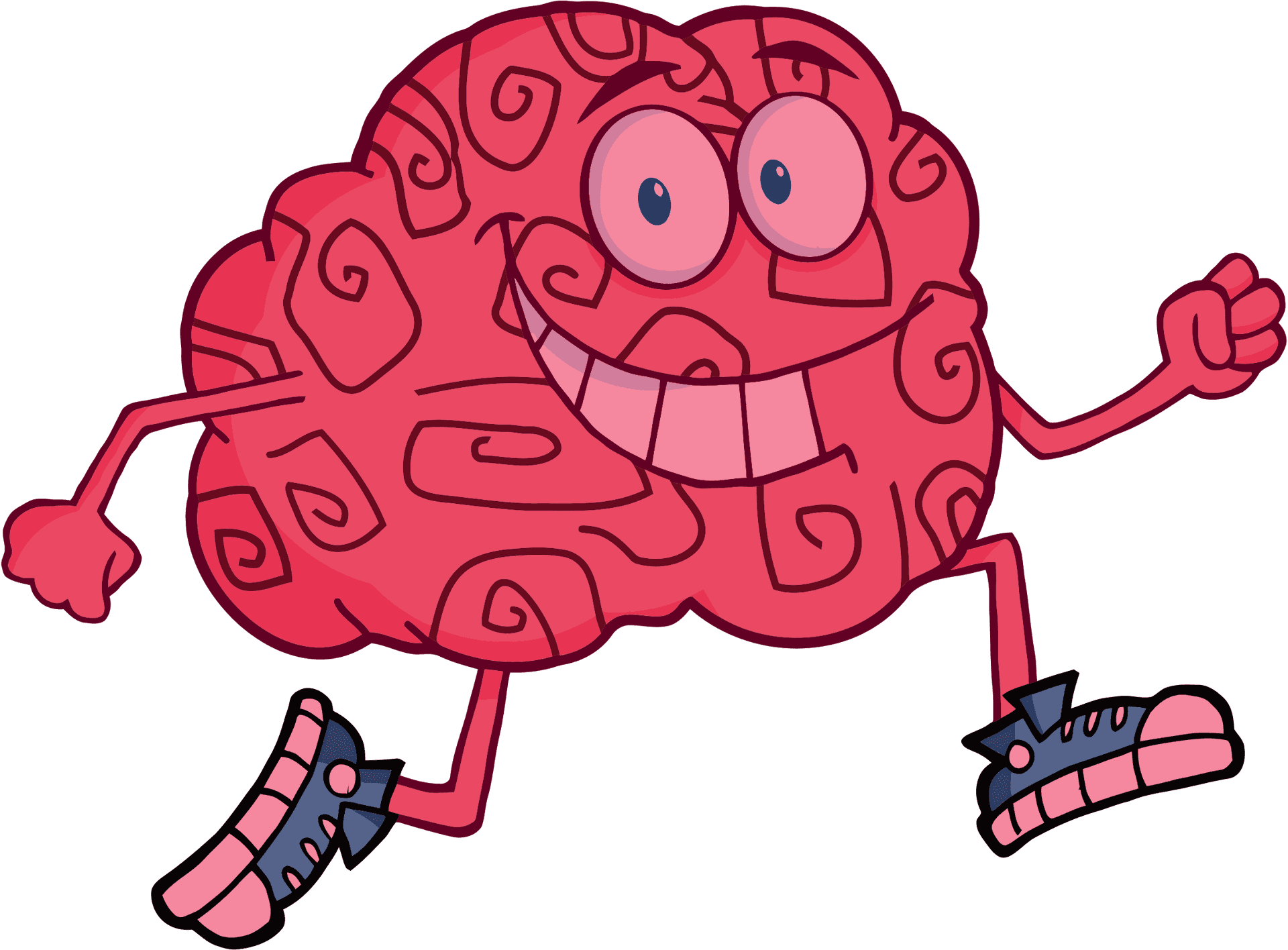 Happy Brain Character Running PNG Image