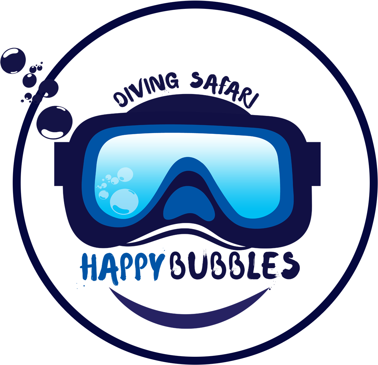 Happy Bubbles Diving Safari Logo PNG Image