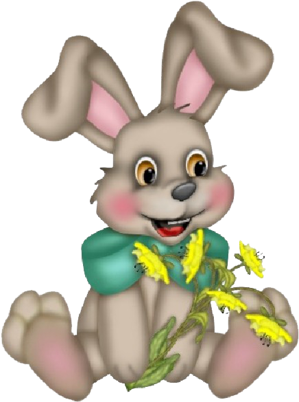 Happy Bunnywith Yellow Flowers PNG Image