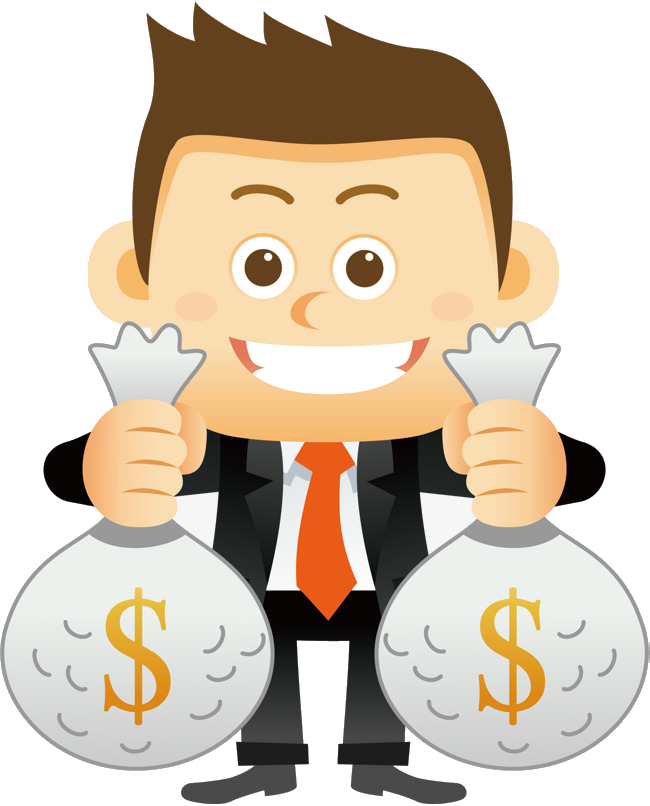 Happy Businessman Holding Money Bags Vector PNG Image