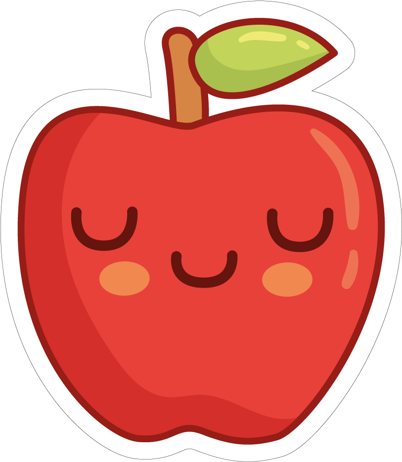 Happy Cartoon Apple Sticker PNG Image