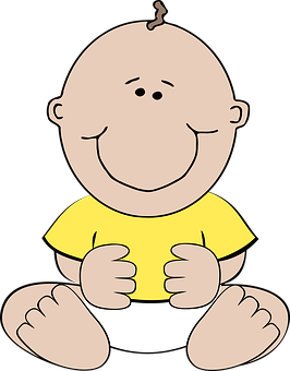 Happy Cartoon Baby Sitting PNG Image