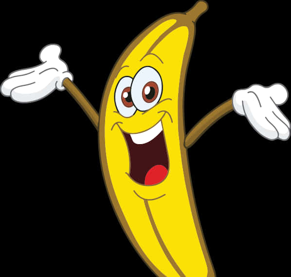 Happy Cartoon Banana Character PNG Image