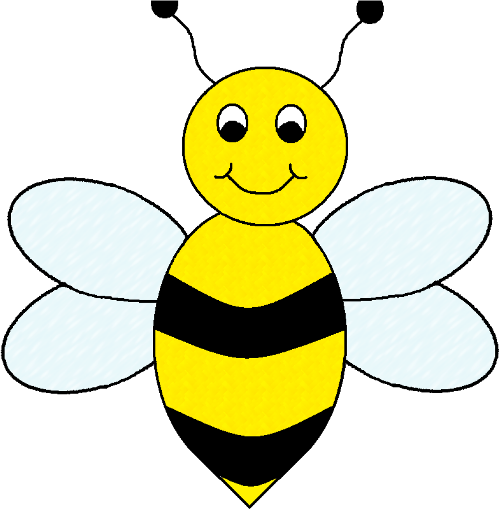 Happy Cartoon Bee Clipart PNG Image