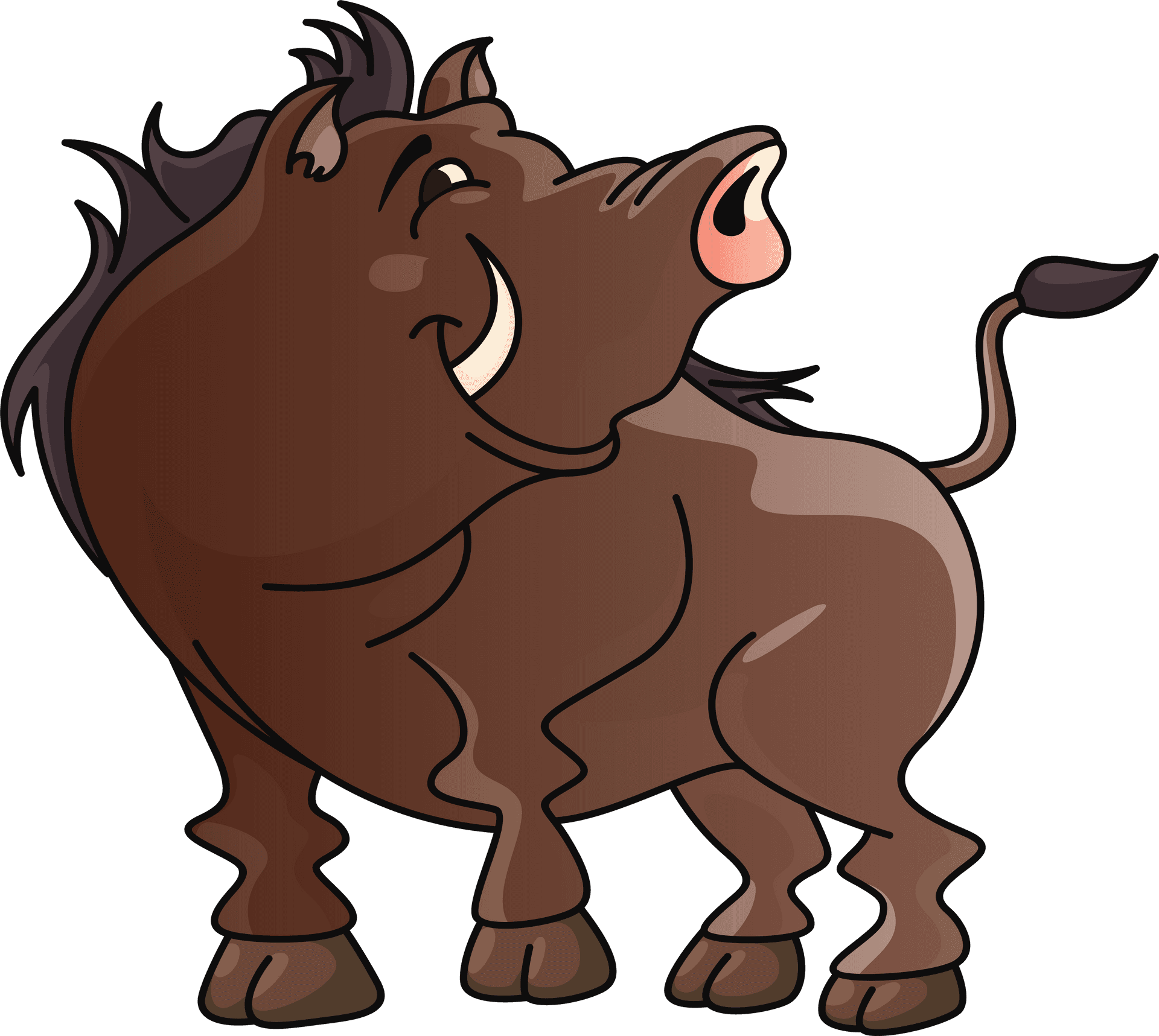 Happy Cartoon Boar Illustration PNG Image